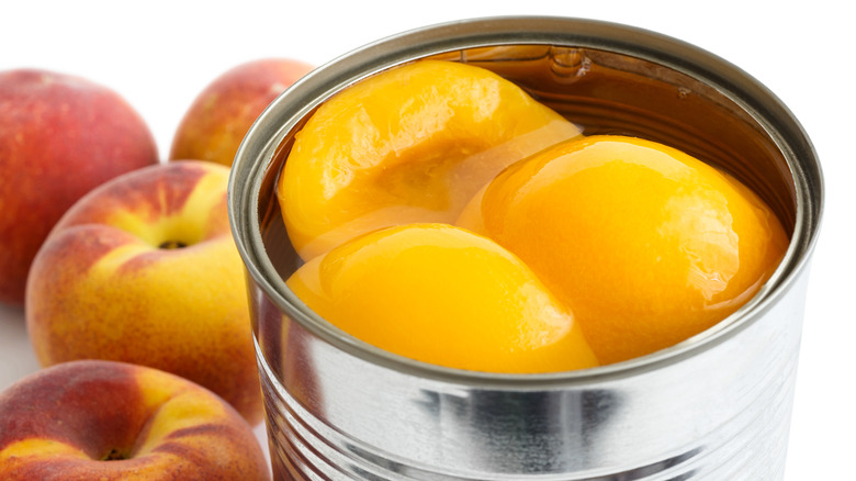 Canned and fresh peaches