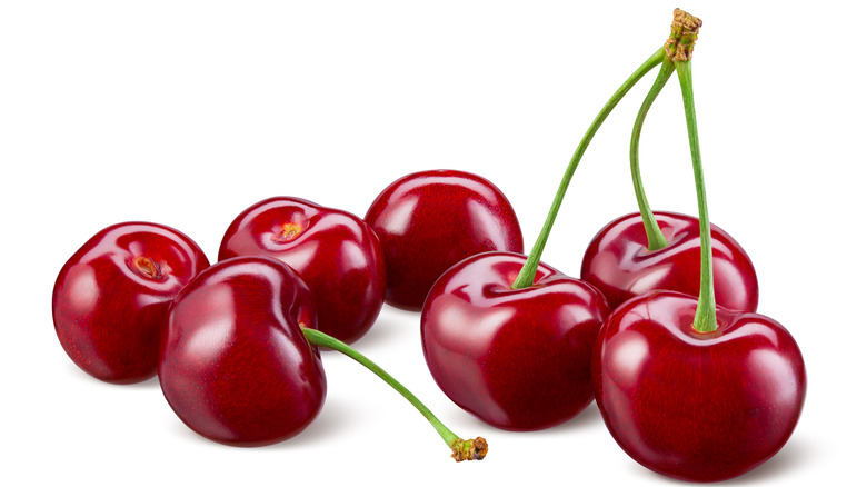 cherries on white background