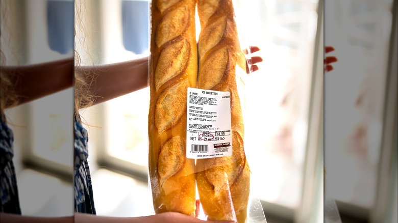 2 Costco French Baguettes in Clear Bag