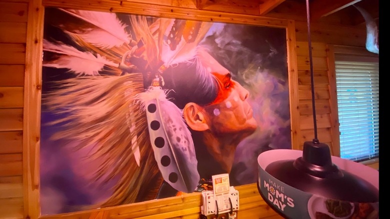 Mural of a Native American at a Texas Roadhouse