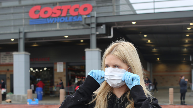 Woman wearing mask at Costco