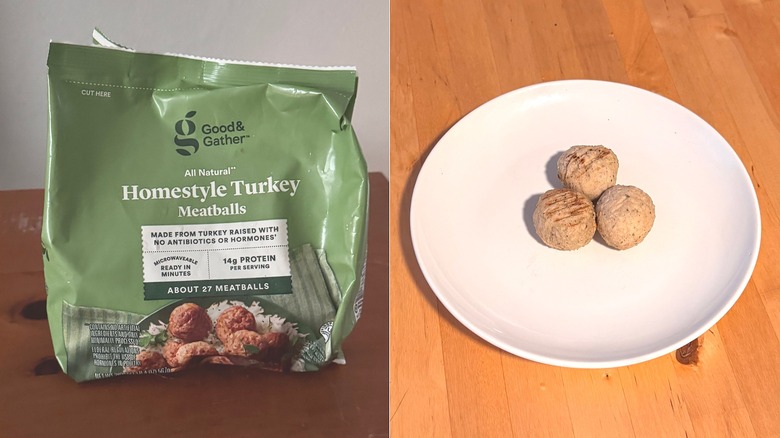 Good & Gather turkey meatballs & bag