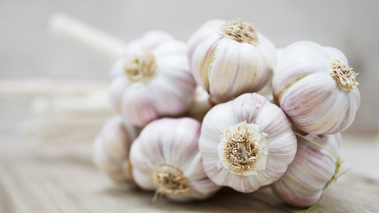 garlic bulbs on a table