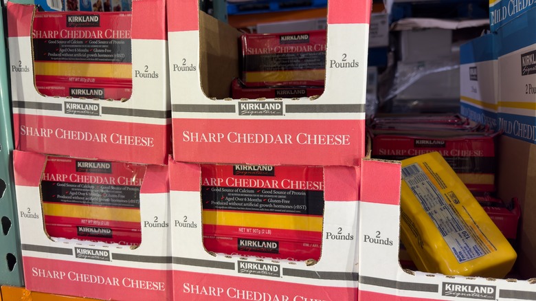 Packages of Kirkland Signature Sharp Cheddar Cheese