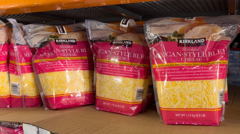 Packages of Kirkland Signature Shredded Mexican Style Blend Cheese