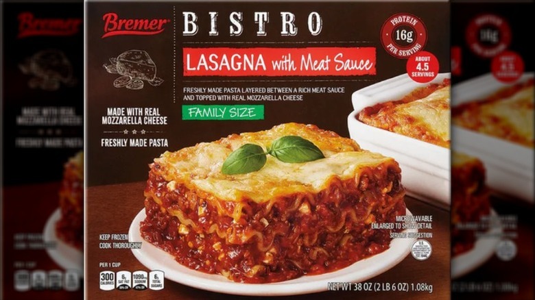 A box of Bremer Lasagna with Meat Sauce