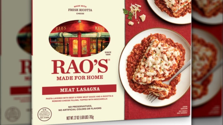 A box of Rao's Meat Lasagna