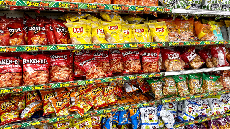 Snacks on a Dollar Tree shelf