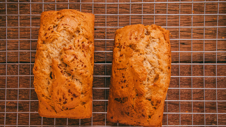 loaves of bread on cooling rack