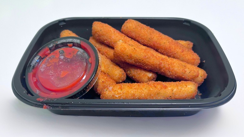 Applebees mozzarella sticks isolated on a white background