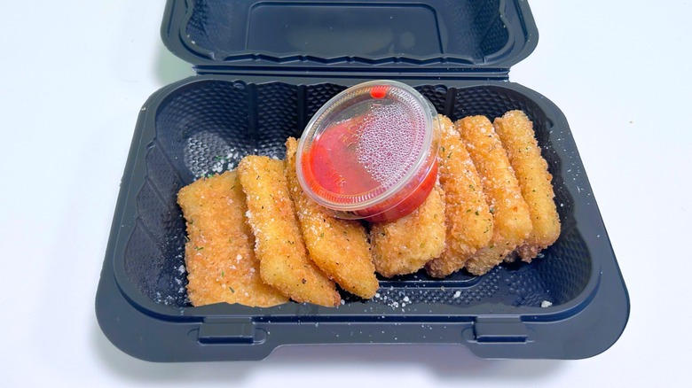 Olive Garden mozzarella sticks isolated on a white background