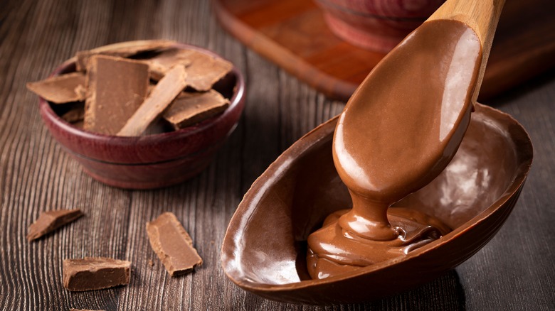 whole and melted chocolate