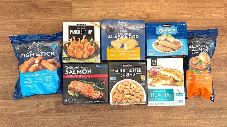Assorted frozen prepared seafood from Costco
