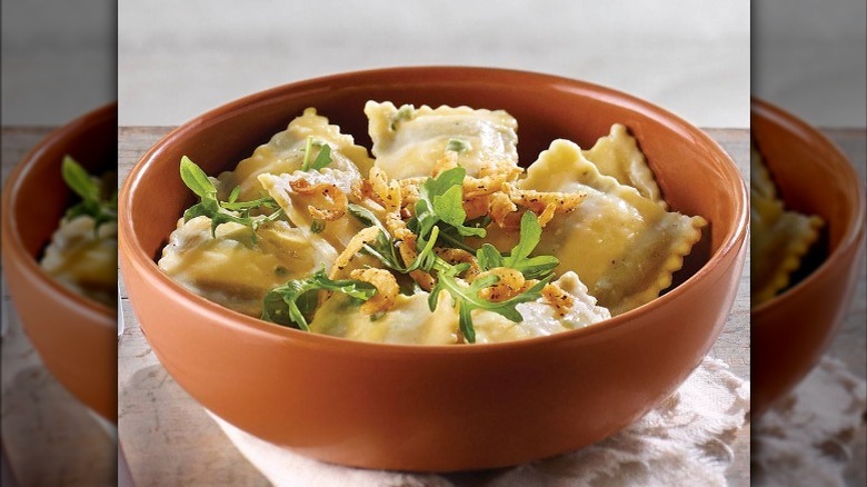 Bowl of butternut squash ravioli