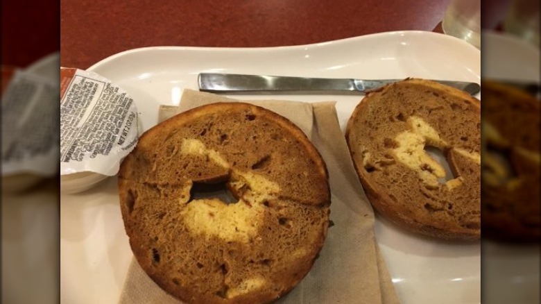 French toast bagel on plate