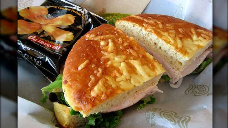 Turkey sandwich from Panera with chips