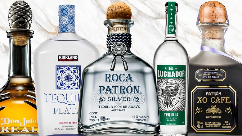 Row of tequila bottles