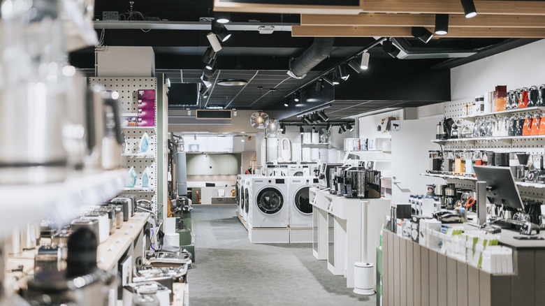 Picture of the interior of an appliance store.