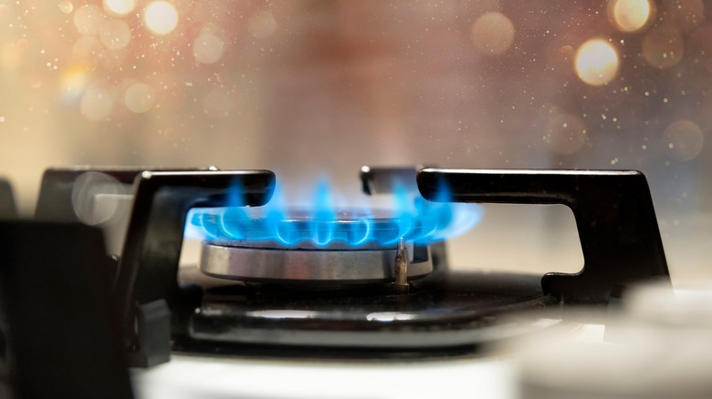 Gas stove top left on