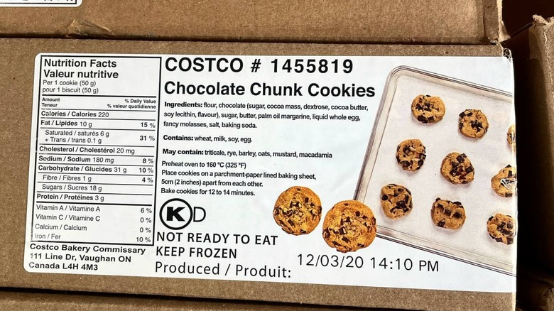 Costco chocolate chunk cookies box