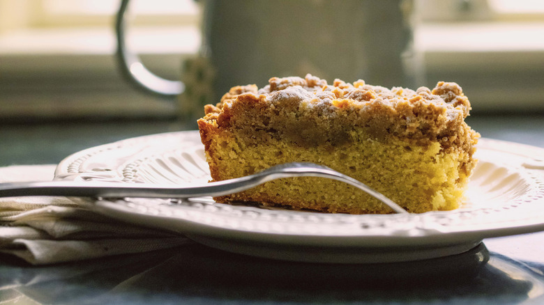 slice of coffee cake on plate