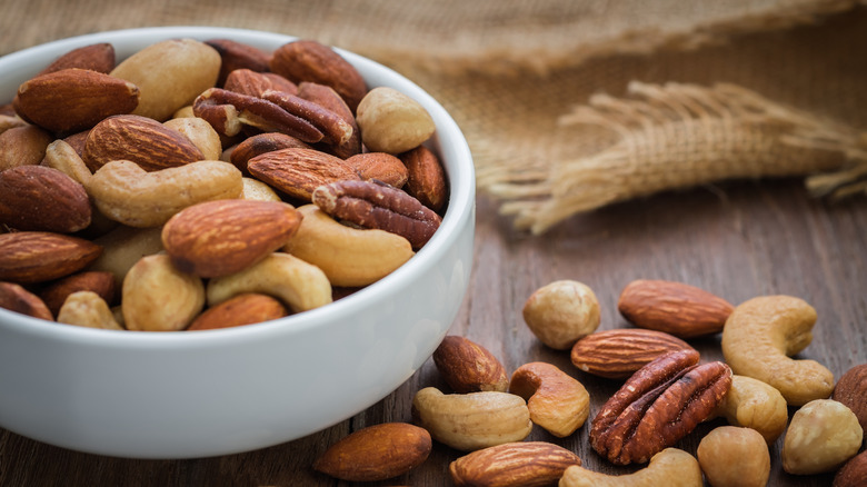 tree nuts in white bowl