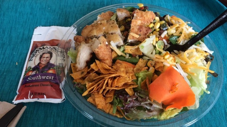 Chicken salad and dressing packet