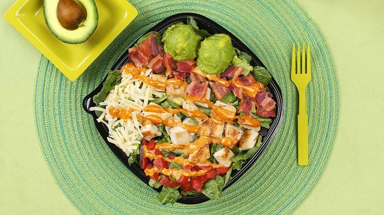 Avocado chicken salad on placemat