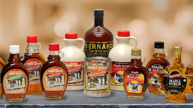 Assorted containers of Bernard maple syrup