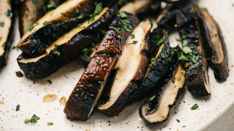 Grilled, sliced portobello mushrooms.