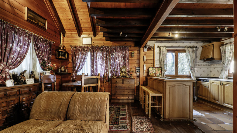 Natural light in cabin-style kitchen