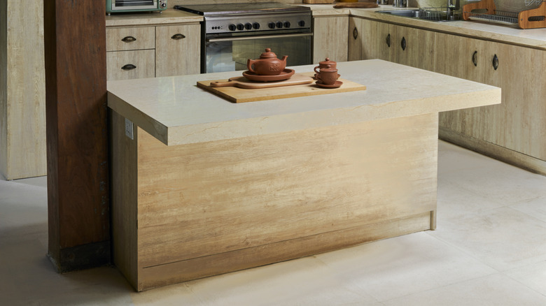 Rustic kitchen with wood paneling