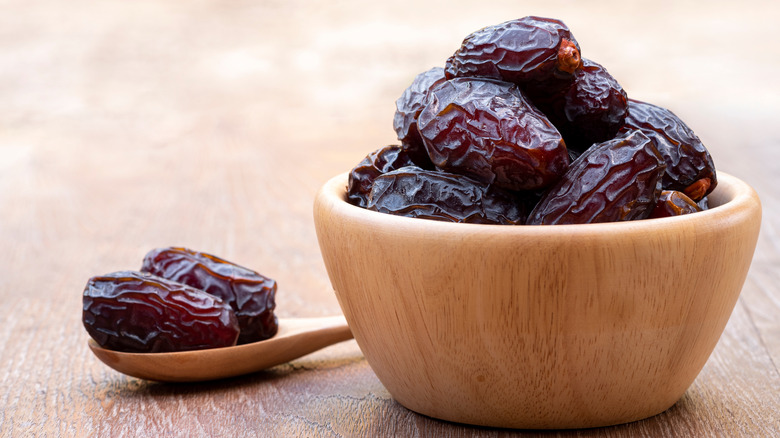 bowl and spoon with dates