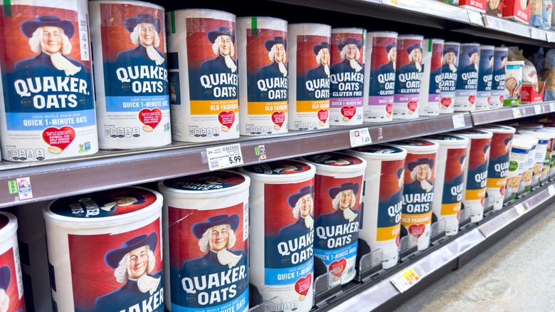 A store display of quaker oats