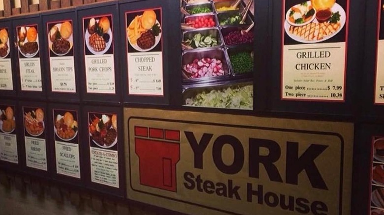 York Stea House menu board