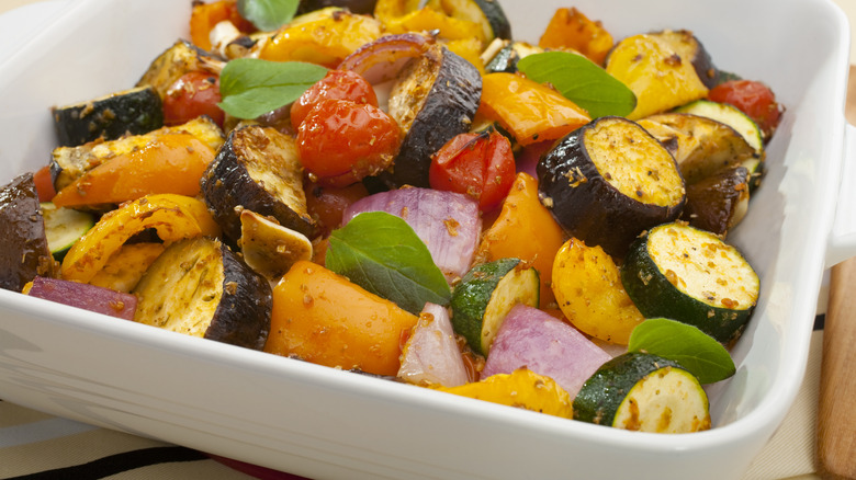 vegetables in pan