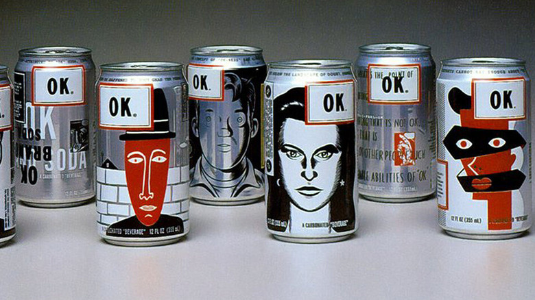 line-up of OK Soda cans