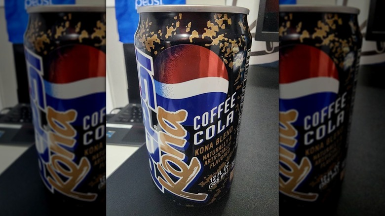 close-up of can of Pepsi Kona on a desk
