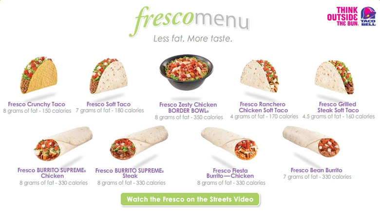 Taco Bell Fresco style menu