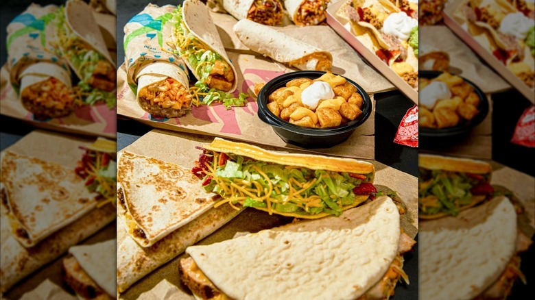 Taco Bell tacos, quesadillas, potatoes, and other menu items