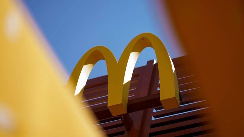 A peak of the McDonald's sign