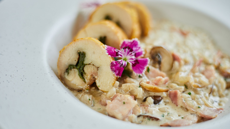 Hähnchenrouladen with risotto