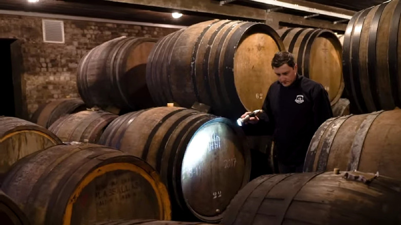 Beer aging in wooden barrels