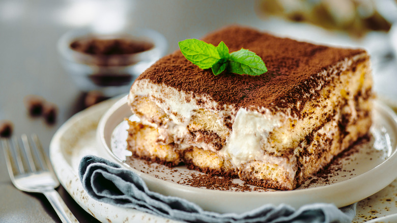 Tiramisu on a plate