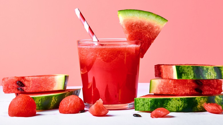 watermelon slices with smoothie