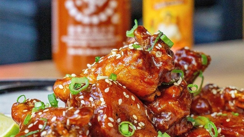 Plate of crispy chicken wings