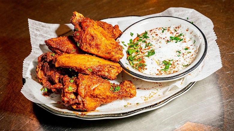 Basket of crispy chicken wings