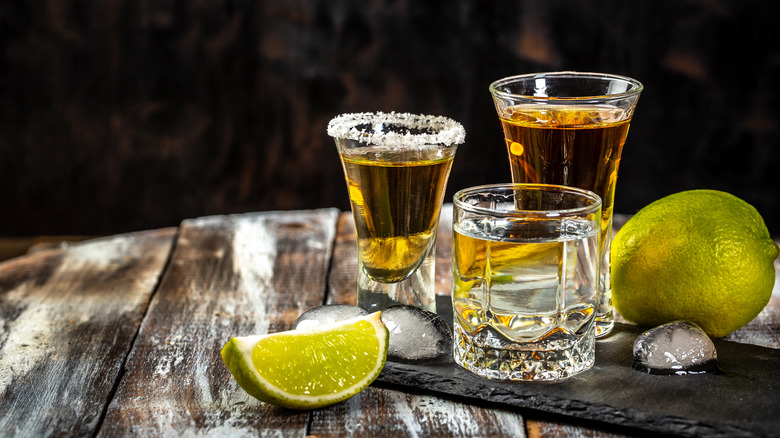 shots of tequila with lime