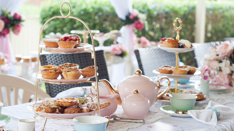 Afternoon tea service in country setting