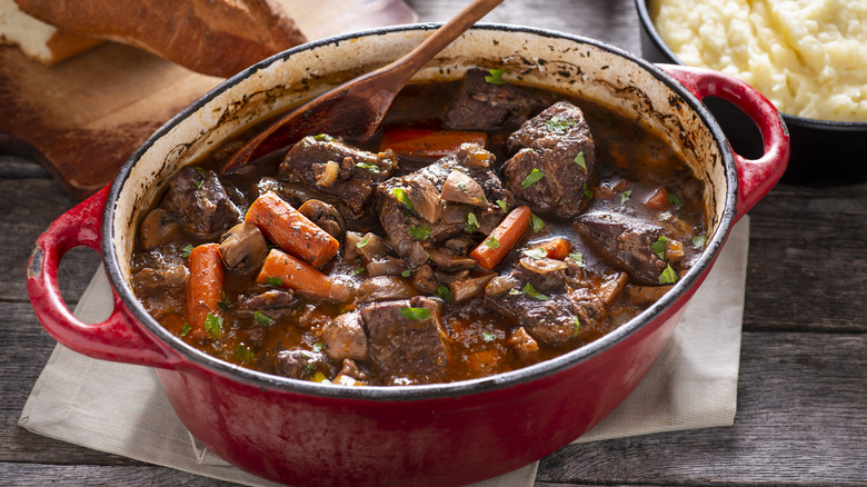 Beef stew in a pot